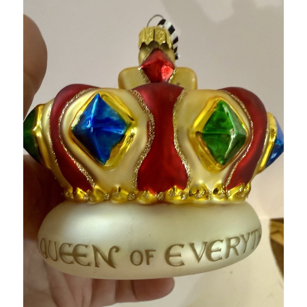 Mary Engelbreit Kurt Adler "Queen of Everything" Crown Glass Christmas Ornament